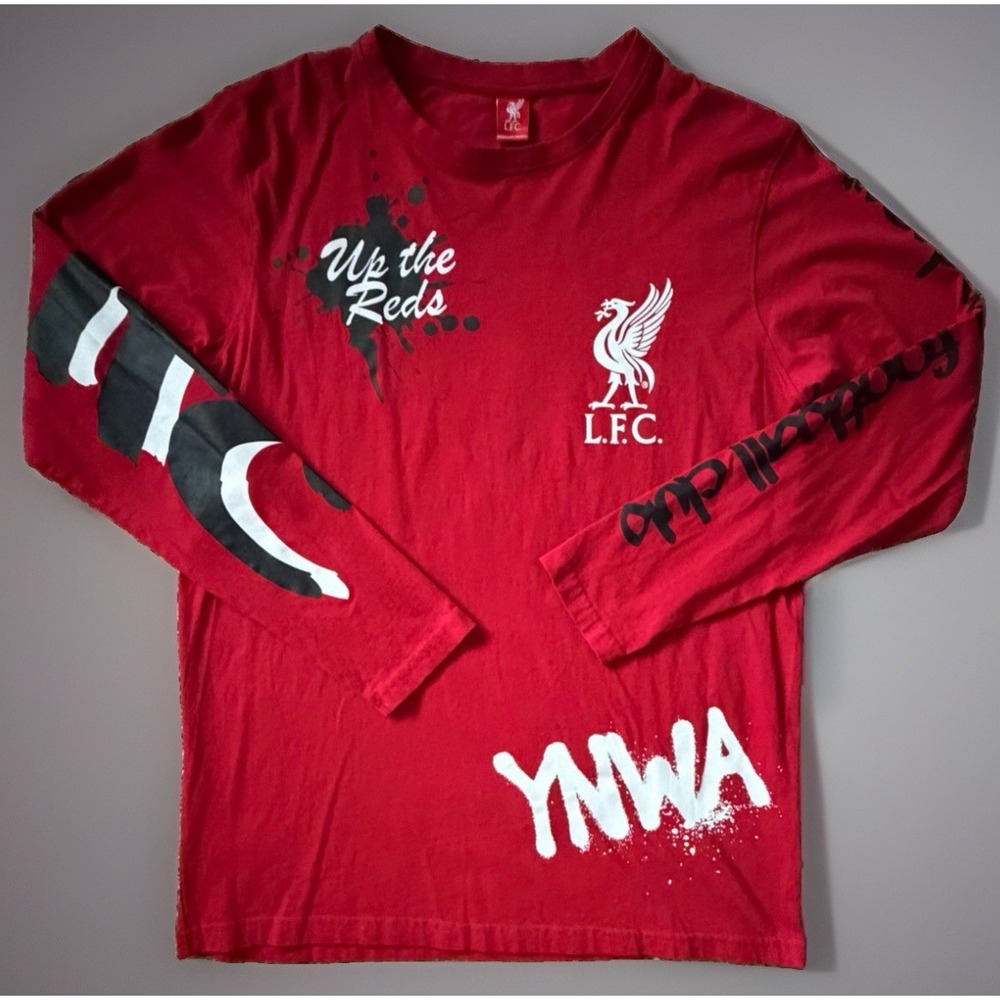 Liverpool FC Football Club Long Sleeve T-shirt Red Graffiti Logo Medium JBHS